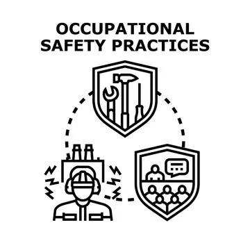 Occupational safety practices ensuring worker protection and health Stock Illustration