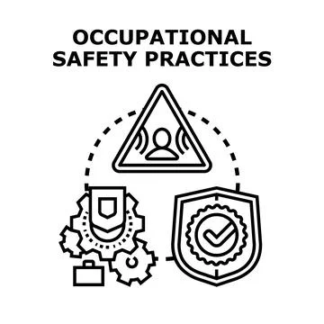 Occupational safety practices planning and protecting workforce Stock Illustration