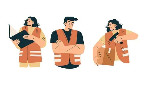 Occupational Safety Professionals actively engage in safety practices within Stock Illustration