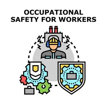Occupational safety for workers protecting industry staff Illustrazione stock