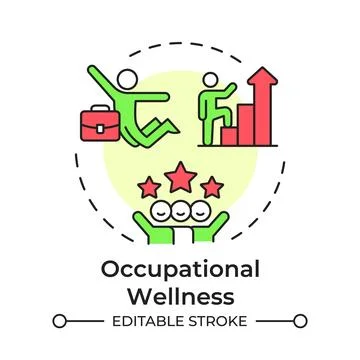 Occupational wellness flat linear concept icon Stock Illustration