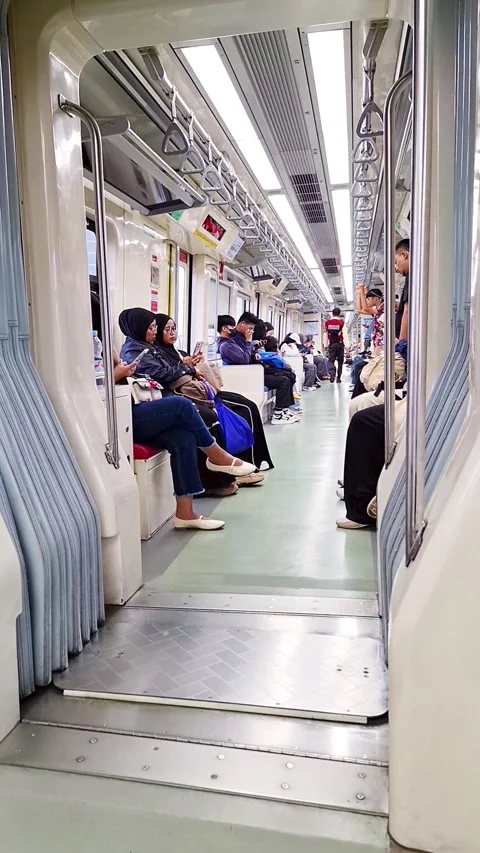 Occupied Train Seats. LRT Commuter Life. Public Transit Commuters Stock Footage 327655968