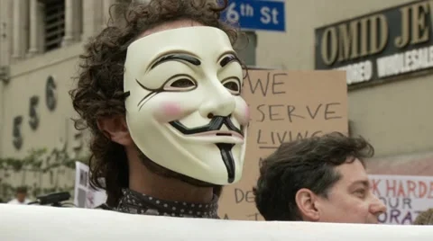 Occupy Protester 'Vendetta' Mask Video stock 10954290