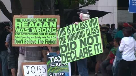Occupy Wall Street: Class WAR sign Stock Footage 8850713