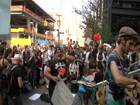 Occupy Wall Street protesters at Zuccotti park Stock Footage