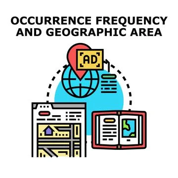 Occurrence frequency and geographic area analysis concept Stock Illustration