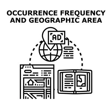 Occurrence frequency and geographic area analysis concept Stock Illustration