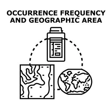 Occurrence frequency and geographic area concept Stock Illustration