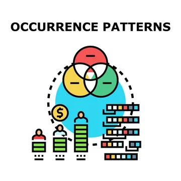 Occurrence patterns analyzing data and user behavior Stock Illustration