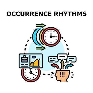 Occurrence rhythms concept illustrating cyclical processes and time managemen Stock Illustration