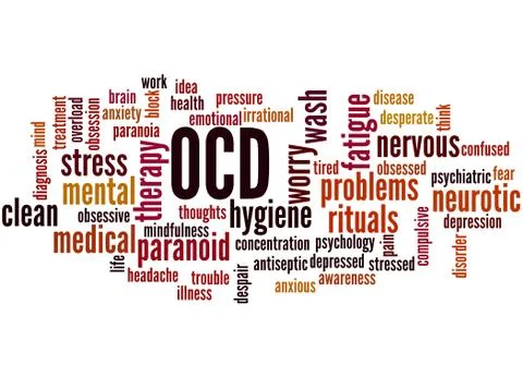 OCD - Obsessive compulsive personality disorder, word cloud concept Ilustración de archivo