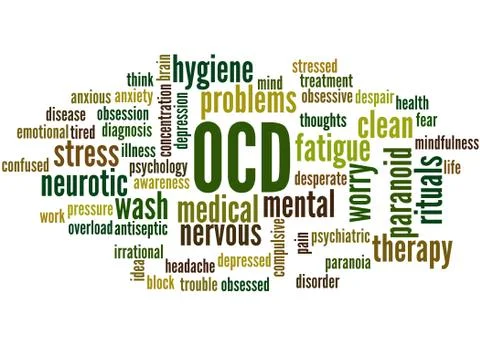 OCD - Obsessive compulsive personality disorder, word cloud concept Illustrazione stock