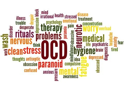 OCD - Obsessive compulsive personality disorder, word cloud concept Stockillustratie