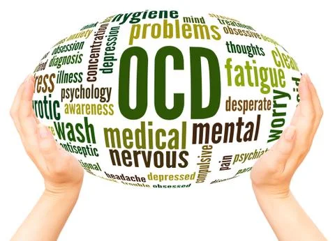 OCD word cloud hand sphere concept Stockillustratie