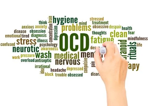 OCD word cloud hand writing concept Stockillustratie