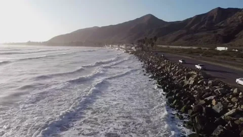 Ocean off the 101 at Sunset Stock Footage 154661187