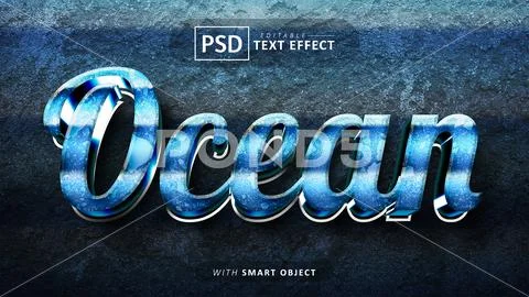 PSD Template: Ocean 3d text effect editable #220167833