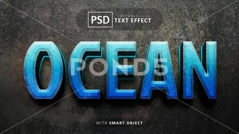 PSD Template: Ocean 3d text effect editable #234096297