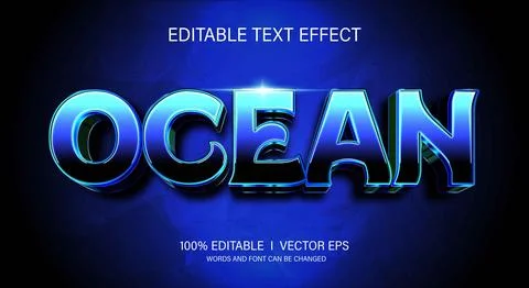 Ocean 3d vector text effect with modern style design Stock Illustration