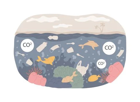 Ocean acidification isolated concept vector illustration. Stock Illustration