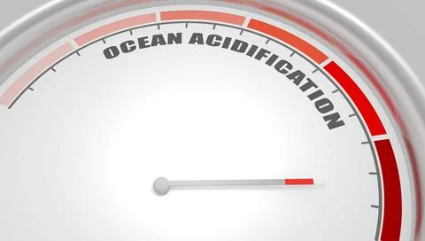 Ocean acidification value measuring device with arrow and scale. Carbon dioxide Stock Illustration