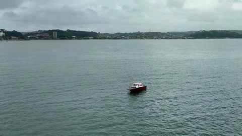 Ocean Adventures: Small Boat Cutting Through Waves Stock Footage 296446525
