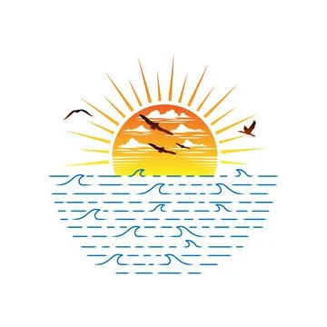 Ocean and beach panoramic landscape artwork design Stock-Illustration