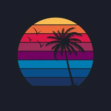 Ocean and beach panoramic landscape. Summer time design Stock-Illustration