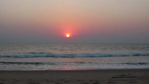 Ocean and beach at sunset. Stock Footage 138654700