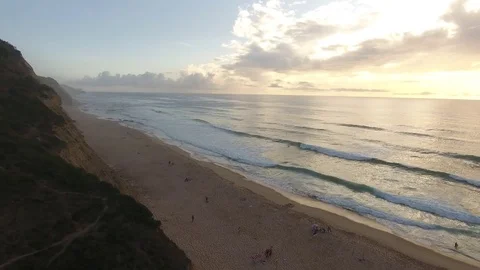 The ocean and the beautiful beach at sunset in Portugal, Azenhas do Mar Stock Footage 80926262