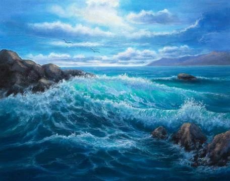 Ocean and cliffs Stock Illustration