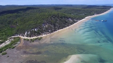 Ocean and forest trees mountains Stock Footage 79705793