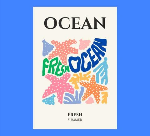 Ocean and Fresh Summer Poster Design Stock Illustration
