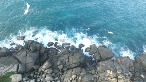 Ocean and rock from the dron Stock Footage 87258729