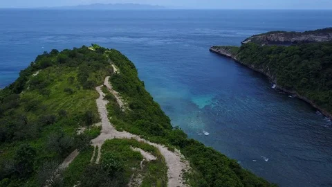 Ocean and Rocks Atuh Beach - Wide View - Bali 2 Stock Footage 114032003