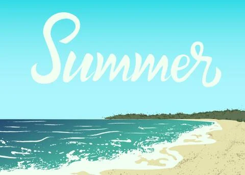 Ocean and sand beach Stock Illustration