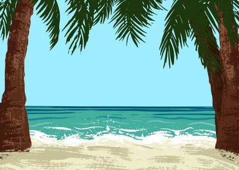 Ocean and sand beach Illustrazione stock