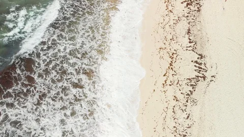 Ocean and sand beach looking down Cancún, Quintana Roo, Mexico Stock Footage 108355260