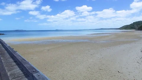 Ocean and sky with beach shot Stock Footage 79706276