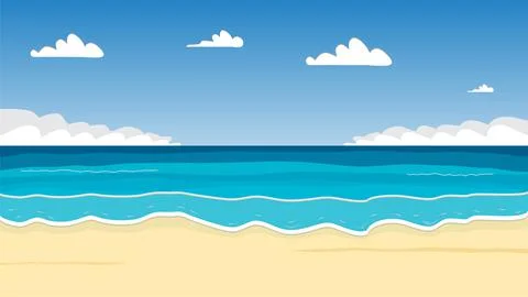 Ocean and Sky with Clouds. Vector Illustration Stockillustratie