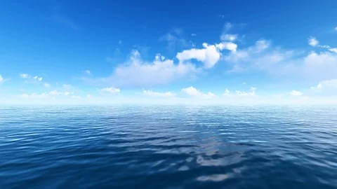 Ocean and Sky View Beautiful Blue View, 4K Animation, 3D Rendering Stock Footage 122249764