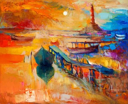 Ocean and sunset Stock Illustration
