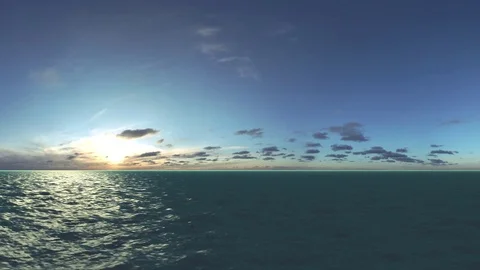 Ocean Animation with a sunset and clouds 스톡 동영상 73585469
