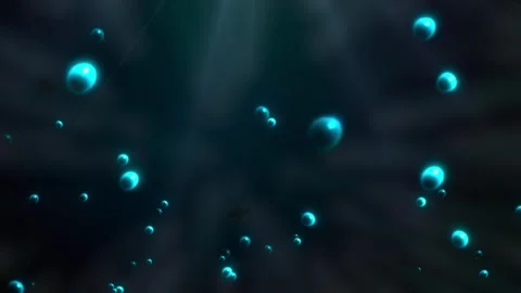 Ocean animation with water bubbles and fish in background. glowing lights on Stock Footage 249420153