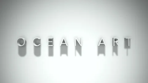 Ocean Art 3D title animation with shadows on a white background Stock Footage 296548843