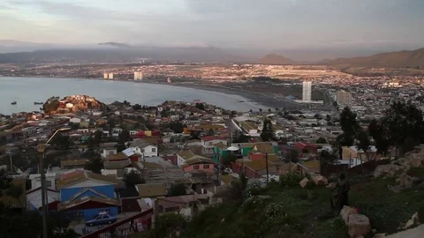 Ocean bay and mountains Stock Footage 77045457