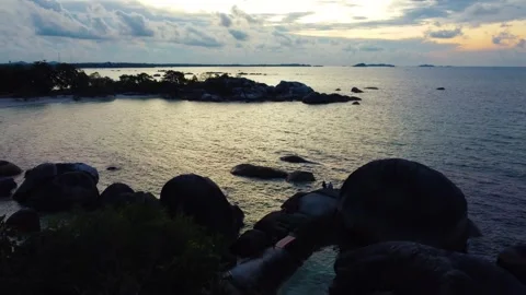 Ocean bay waves slow motion aerial view Stock Footage 291675621