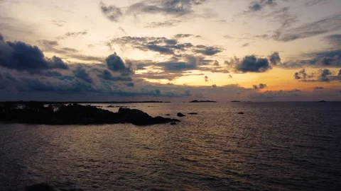 Ocean bay waves slow motion aerial view Stock Footage 291675634