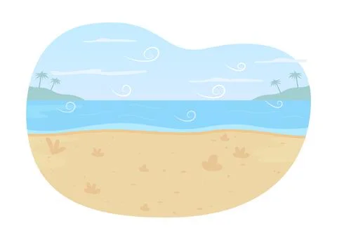Ocean beach 2D vector web banner, poster Stock Illustration