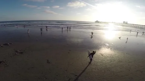 Ocean Beach-Aerial-Surf Stock Footage 48372864